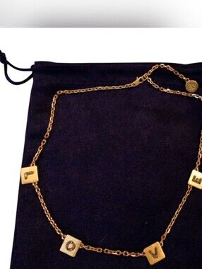 Tory Burch Gold Letter Tile LOVE Necklace